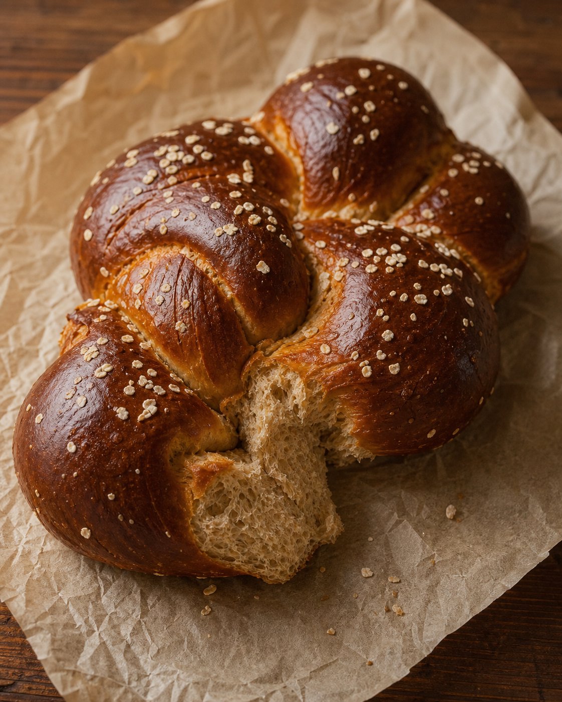 Whole Wheat Pretzel Challah